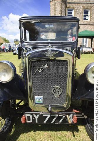 Transport, Cars, Old, Classic car show, Raditor grill of Austin Seven with crank start handle.