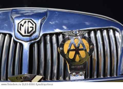 Transport, Cars, Old, Classic car show, Radiator grill of MG showing AA badge.