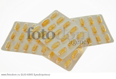 Health, Medicines, Yellow capsules in blister pack.