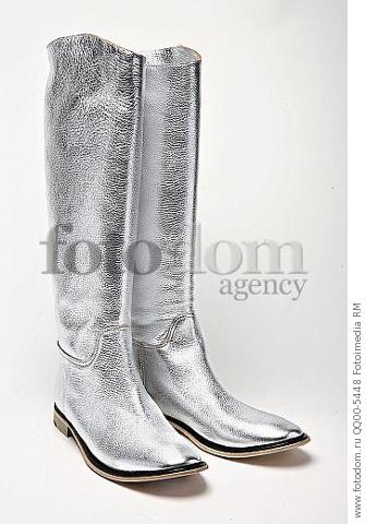 Женские серебристые сапоги. Женские серебристые сапоги.