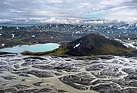 Ледниковые реки с высоты птичьего полета. Исландия